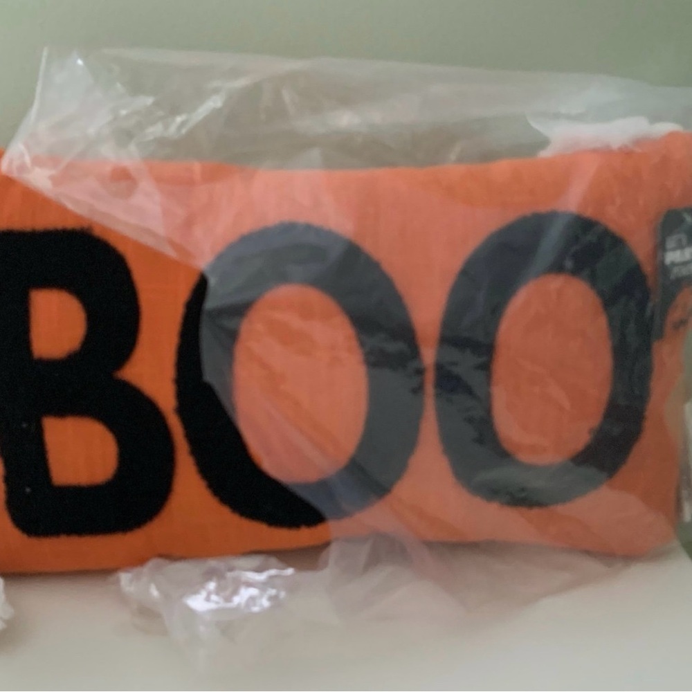 Orange 'BOO' Decorative Pillow